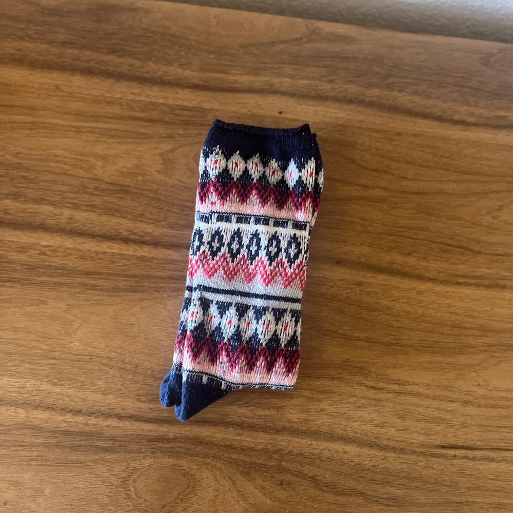 Madewell
Patterned Knit Socks - Red and Blue
Fair isle